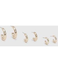 Boohoo - Mixed Sized Hoop Earrings 3 Pack - Lyst