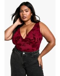 Boohoo - Plus Floral Devore One Piece - Lyst