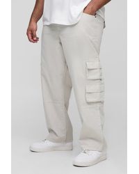 BoohooMAN - Plus Washed Relaxed Fit Multi Cargo Pocket Pants - Lyst