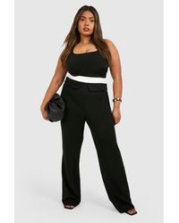 Boohoo - Plus Jersey Contrast Fold Over Waistband Trouser - Lyst
