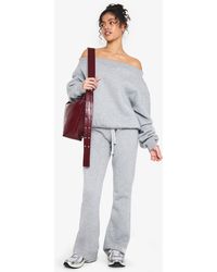 Boohoo - Chándal De Pantalón Deportivo De Campana Y Sudadera Con Escote Barco - Lyst