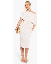 Boohoo - Plisse Off The Shoulder Midi Dress - Lyst