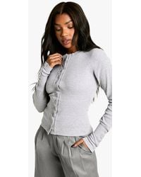 Boohoo - Ribbed Popper Cinched - Lyst