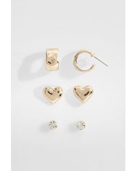 Boohoo - Heart Multipack Earrings - Lyst