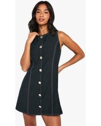 Boohoo - Petite Button Tailored Sleeveless A Line Mini Dress - Lyst