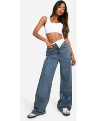 Boohoo - Basics High Waisted Wide Leg Jeans - Lyst