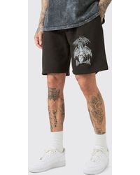 Boohoo - Tall Oversized Fit Gothic Print Jersey Shorts - Lyst