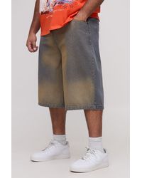 BoohooMAN - Plus Relaxed Fit Extreme Sun Bleached Wash Longline Jorts - Lyst