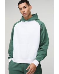 BoohooMAN - Oversized Boxy Man Colour Block Raglan Hoodie - Lyst