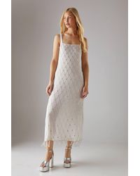 Warehouse - Hand Embellished Strappy Sequin Fringe Hem Midi Dress - Lyst