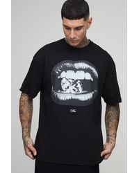 BoohooMAN - Tall Oversized Foil Print Diamond Lips Print T-Shirt - Lyst