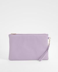 Boohoo - Lilac Zip Top Clutch Bag - Lyst