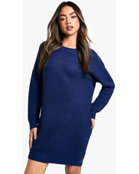 Boohoo - Basic Crew Neck Knit Mini Sweater Dress - Lyst