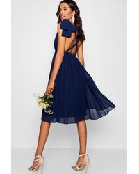 chiffon tie back midi skater dress
