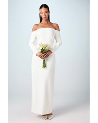 Coast - Bardot Long Sleeve Crepe Column Wedding Dress - Lyst