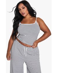 Boohoo - Plus Striped Contrast Binding Tank Top - Lyst