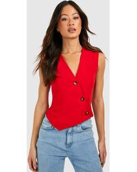 Boohoo - Tall Woven Asymmetric Button Waistcoat - Lyst