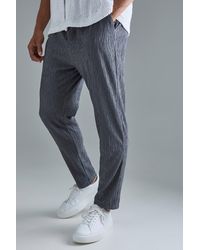 BoohooMAN - Textured Satin Smart Tapered Trousers - Lyst