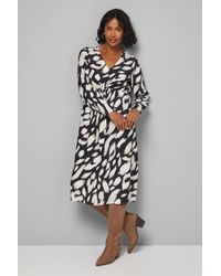 Wallis - Animal Viscose Tie Front Midi Dress - Lyst