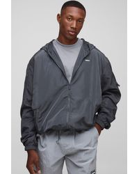 BoohooMAN - Regular Fit Lightweight Nylon Hooded Windbreaker Jacket - Lyst