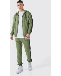 BoohooMAN - Ofcl Slim Zip Through Contrast Colour Block Hooded Tracksuit - Lyst