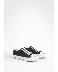 Boohoo - Platform Low Top Lace Up Sneakers - Lyst