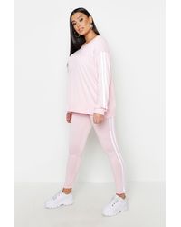 Boohoo Womens Plus Side Stripe Lounge Set - Pink