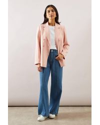 Wallis - Double Breasted Collared Blazer - Lyst