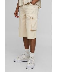 Boohoo - Longline Cargo Denim Jorts - Lyst