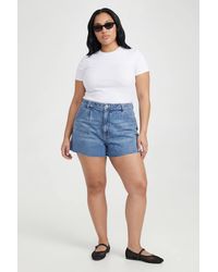 Boohoo - Plus Flippy Wide Leg Denim Short - Lyst