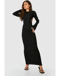 Boohoo - Ladder Knit Open Back Maxi Dress - Lyst