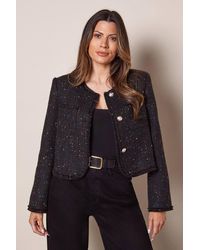 Wallis - Trim Detail Boucle Edge To Edge Jacket - Lyst