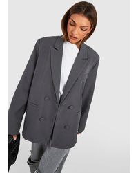 Boohoo - Double Breasted Relaxed Fit Tailored Blazer - Lyst