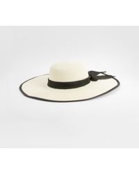 Boohoo - Contrast Trim Bow Detail Summer Hat - Lyst