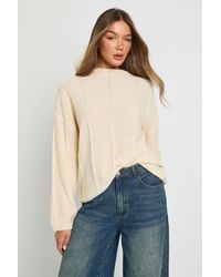 Boohoo - Seam Detail High Neck Knitted Jumper - Lyst