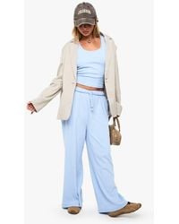 Boohoo - Basics Rib Straight Leg Trouser - Lyst