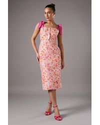Coast - Ditsy Floral Jacquard Dress With Shoulder Ties - Lyst