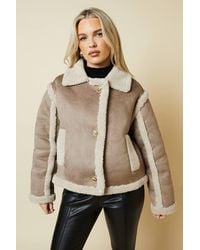 Dorothy Perkins - Petite Cropped Aviator Jacket - Lyst
