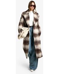 Boohoo - Flannel Oversized Wool Look Coat - Lyst