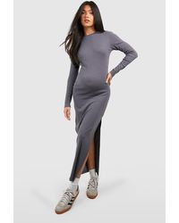 Boohoo - Maternity Basic Crew Neck Long Sleeve Maxi Dress - Lyst