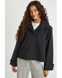 Boohoo - Hooded Wool Look Jacket - Lyst