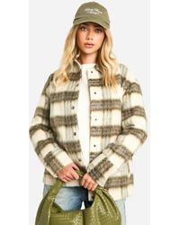 Boohoo - Check Wool Look Shacket - Lyst