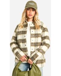 Boohoo - Check Wool Look Shacket - Lyst
