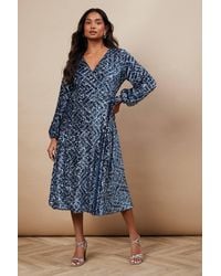 Oasis - Occasion Geo Sequin Wrap Midi Dress - Lyst