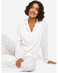 Boohoo - Tall Pinstripe Bow Print Pyjama Set - Lyst