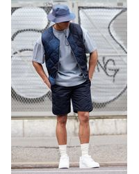 BoohooMAN - Onion Quilted Acid Wash Gilet And Short Set - Lyst