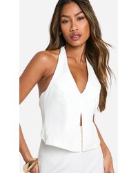 Boohoo - Plunge Front Open Back Fitted Waistcoat - Lyst
