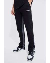 BoohooMAN Tall Stacked Flare Contrast Gusset Jogger - Black