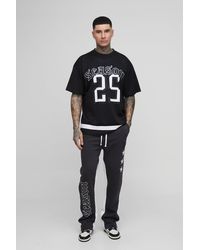 Boohoo - Tall Star Varsity Mesh Oversized T-Shirt & Slim Gusset Jersey Jogger Tracksuit - Lyst