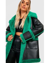 Boohoo - Chaqueta Plus De Doble Faz Larga Con Ribete En Contraste - Lyst